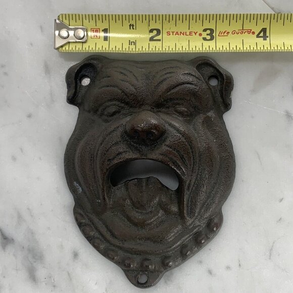 Pottery Barn BULLDOG Bottle Opener 4" Cast Iron Wall Mount Beer Opener Dawg EUC - Picture 7 of 7